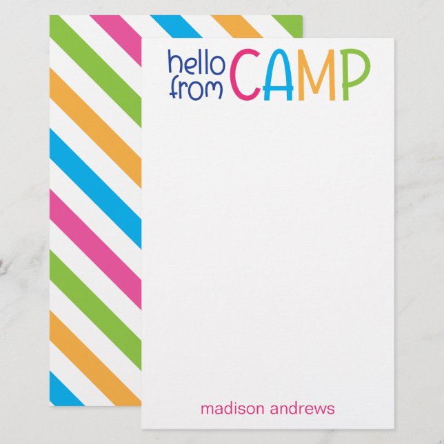 Papelería Colorido campamento de verano - Estacionamiento pe (Anverso / Reverso)