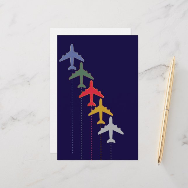 Papelería coloridos aviones de viaje (Anverso/Reverso In Situ)