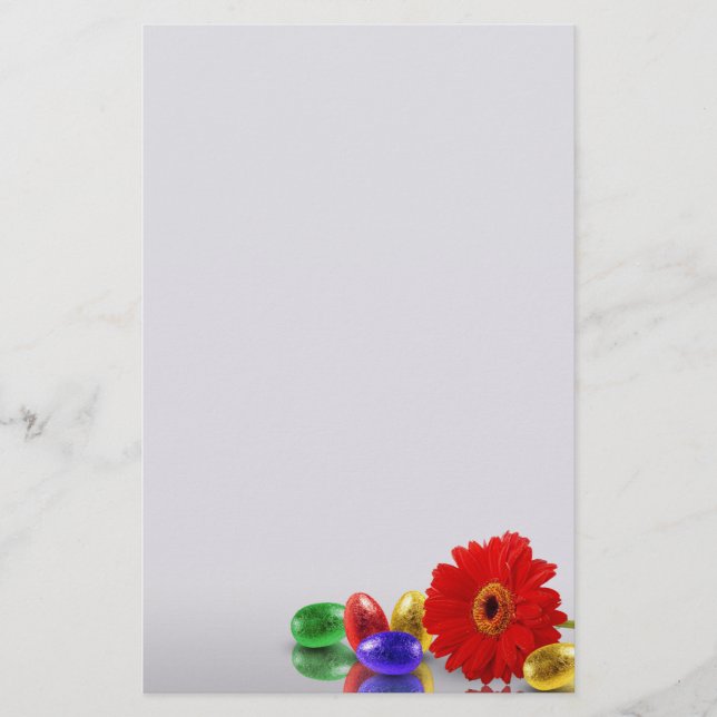 Papelería Coloridos huevos felices de Pascua con Gerbera (Anverso)