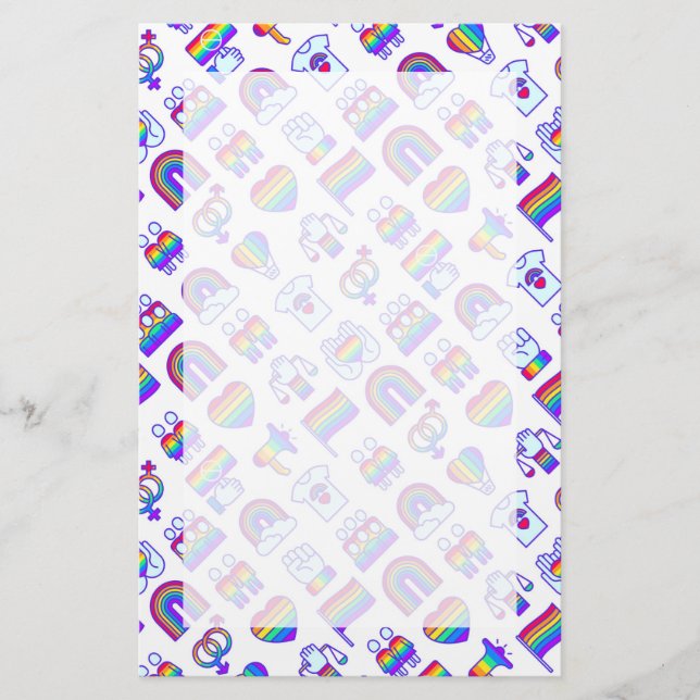Papelería Coloridos patrones de iconos arco iris (Anverso)