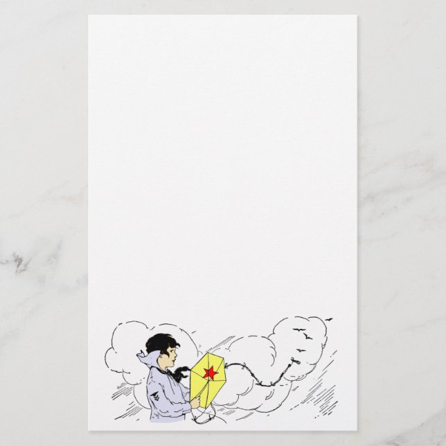 Papelería Cometa volando en una historia del Día del Viento (Anverso)