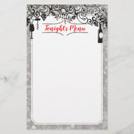 Papelería con membrete en la carta de degustación 