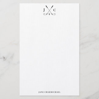 Papelería con monograma de golf negro elegante