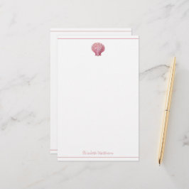 Papelería Concha de mar rosa costera en personalizado blanco