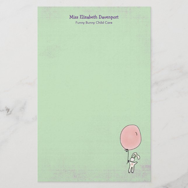 Papelería Conejito aguantando un globo (Anverso)