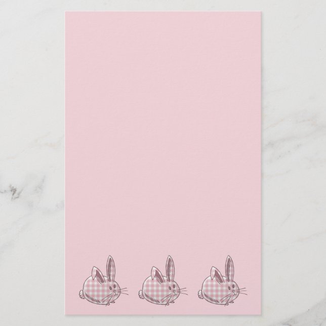 Papelería conejitos de gingham rosa (Anverso)