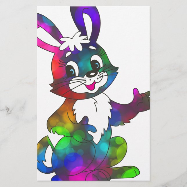 Papelería conejo psicodélico de Pascua (Anverso)