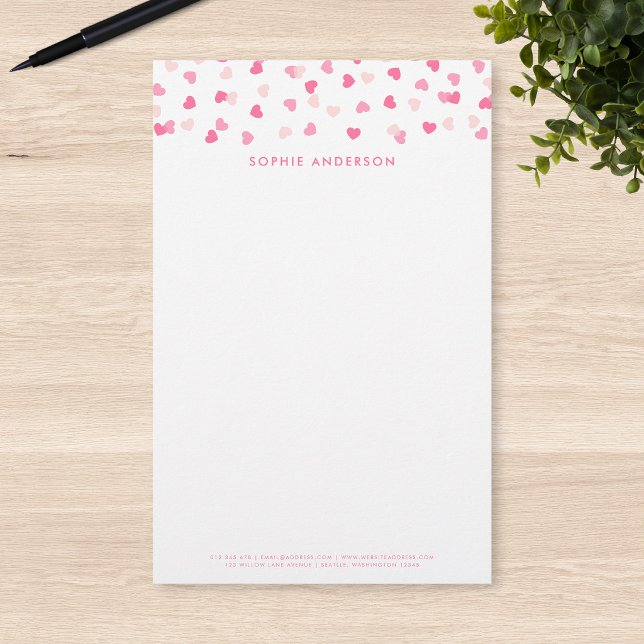Papelería Confeti de Corazones Rosas Dispersos (Subido por el creador)