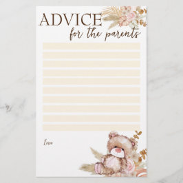 Papelería Consejo de ducha para los padres de osito de peluc