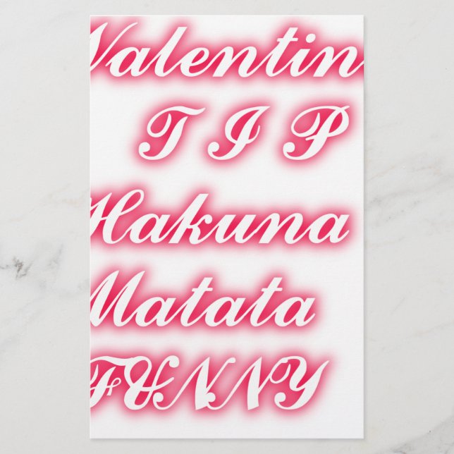 Papelería Consejo de San Valentín: Hakuna Matata Gracioso Ar (Anverso)