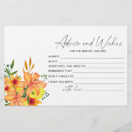 Papelería Consejo floral y saludos ducha de novia