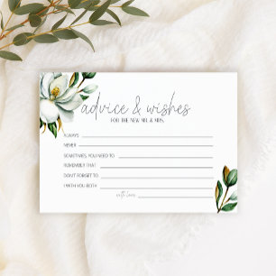 Papelería Consejos Deseos de Boda Floral de Magnolia Blanca