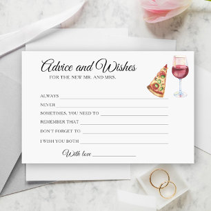 Papelería Consejos y deseos de duchas de novias de vino y pi