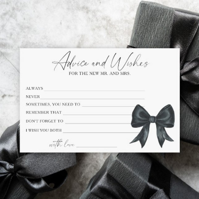 Papelería consejos y deseos de duchas de novias en negro Bow (Subido por el creador)