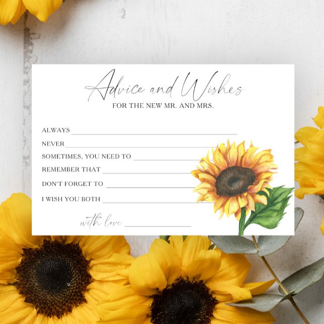 Papelería Consejos y deseos para la ducha nupcial de girasol (Subido por el creador)