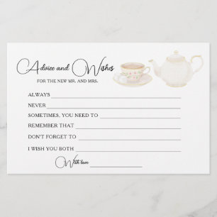 Papelería Consejos y deseos para la fiesta de té de despedid
