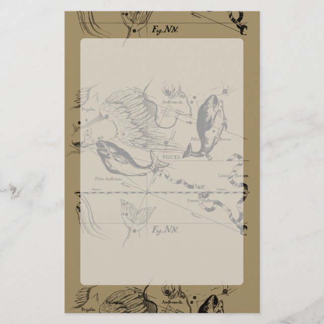 Papelería Constelación Hevelius 1690 de Piscis en de color (Anverso)