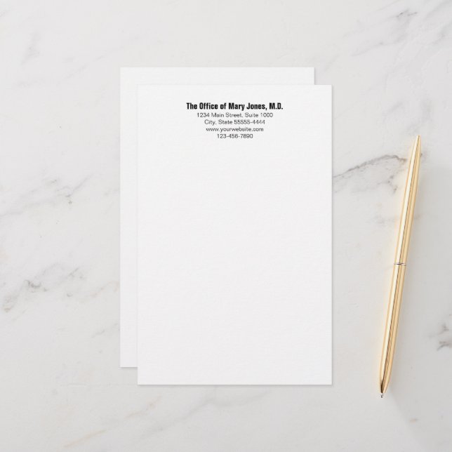 Papelería Consultorio Médico Teléfono y Dirección en Blanco  (Anverso/Reverso In Situ)