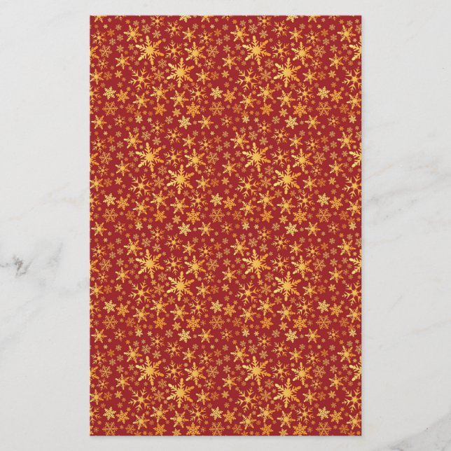 Papelería Copingos de oro sobre patrón rojo de Navidad (Anverso)