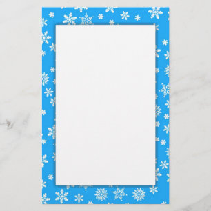 Papelería Copos de nieve blancos con fondo azul claro