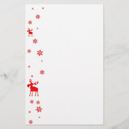 Papelería Copos de nieve rojos simples modernos de los alces