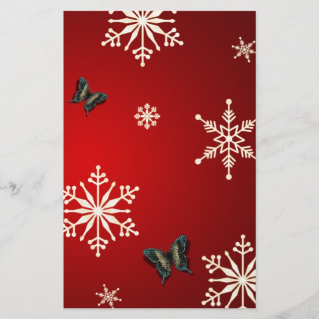 Papelería Copos de nieve y mariposas (Anverso)