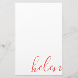 Papelería Coral personalizado de nombre de script moderno