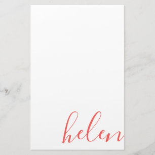 Papelería Coral personalizado de nombre de script moderno