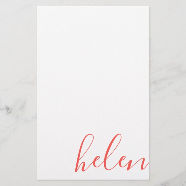 Papelería Coral personalizado de nombre de script moderno (Anverso)