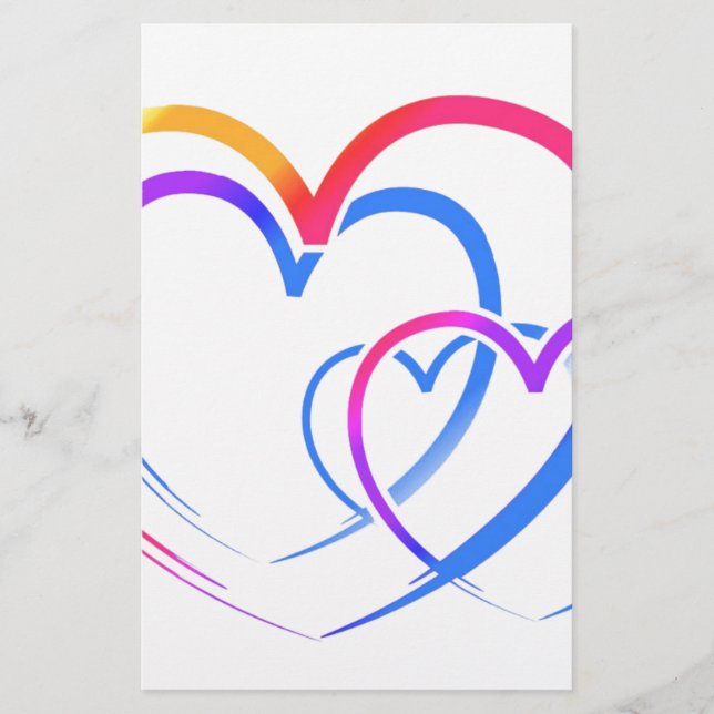 Papelería Corazón arcoiris (Anverso)