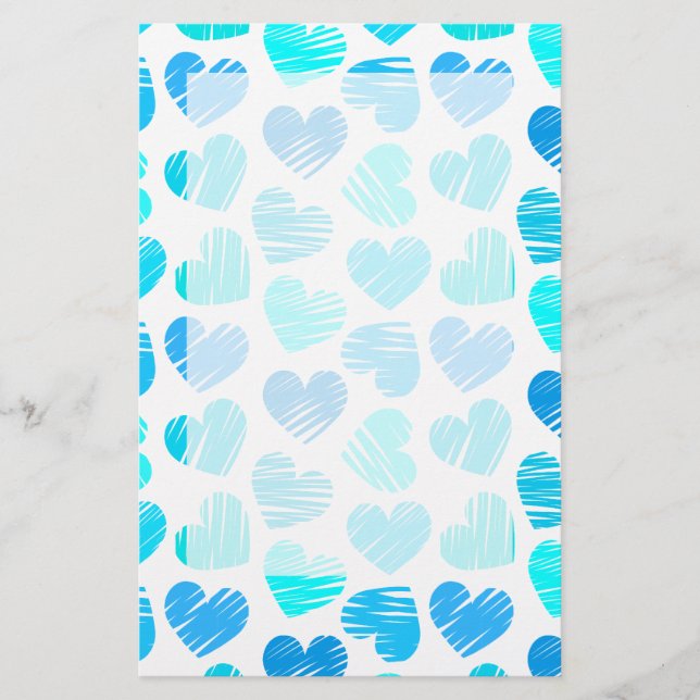 Papelería Corazón azul blanco Stationery (Anverso)