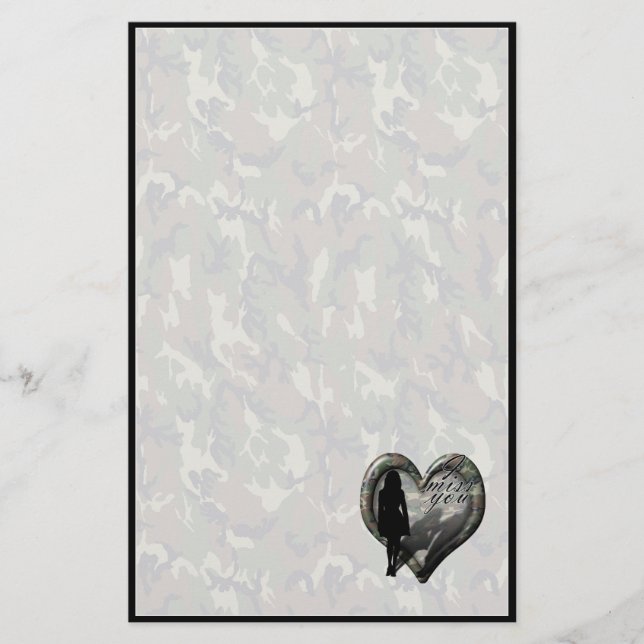 Papelería Corazón de camuflaje - Mujer Desaparecida Hombre ( (Anverso)