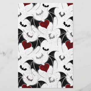 Papelería Corazón de Halloween con alas de murciélago negro