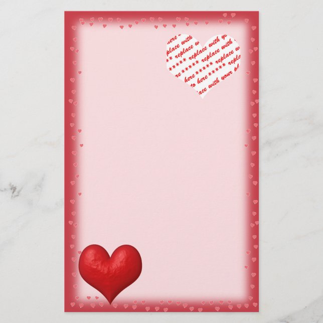 Papelería Corazón de rojo y marco fotográfico (Anverso)