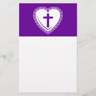 Papelería Corazón Gótico + Cruz (Púrpura + Blanco)