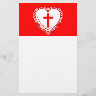 Papelería Corazón gótico + Cruz (Rojo + Blanco)