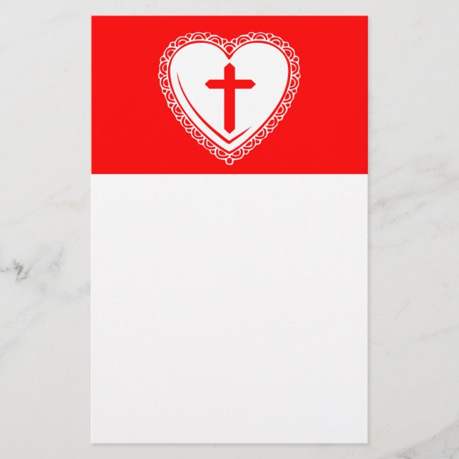 Papelería Corazón gótico + Cruz (Rojo + Blanco) (Anverso)