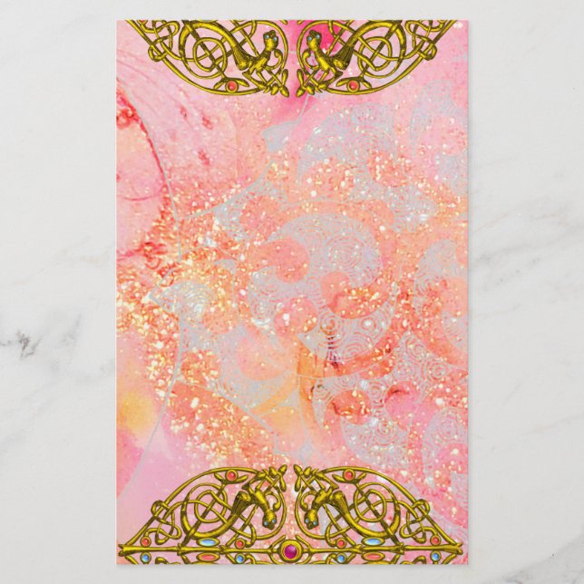 Papelería CORAZÓN HYPER VALENTINE / ORO CELTA Pink Brillos (Anverso)