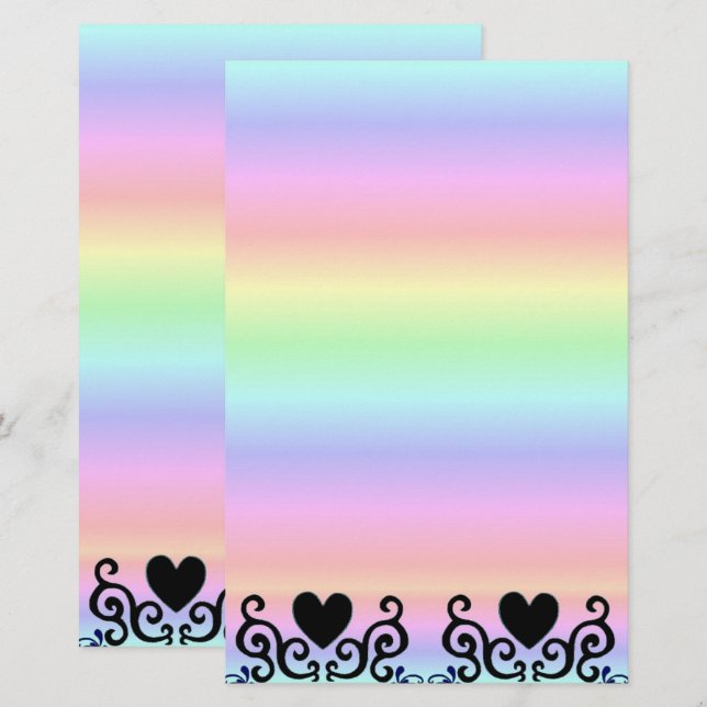 Papelería Corazón negro y Lily sobre el arcoiris (Anverso / Reverso)