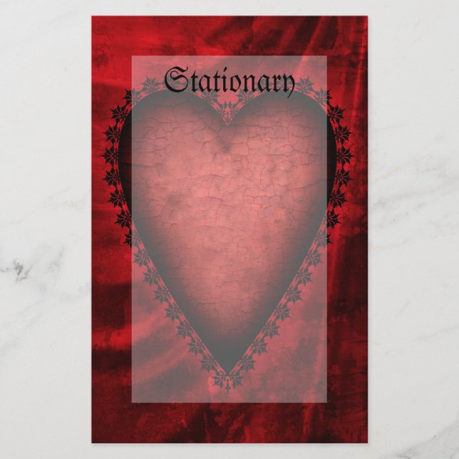 Papelería Corazón Rojo Gótico (Anverso)