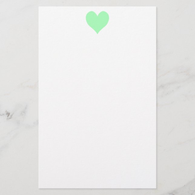 Papelería Corazón verde de menta suave (Anverso)