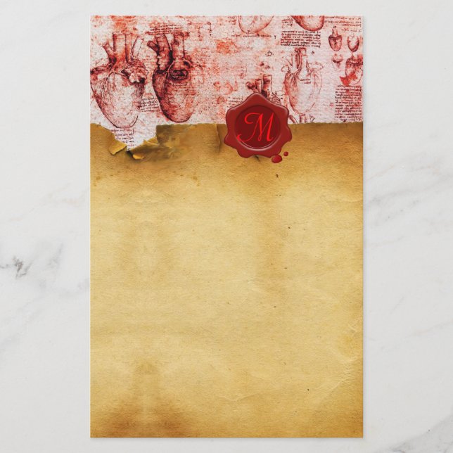 PAPELERÍA CORAZÓN Y SUS VASOS SANGUÍNEOS PARCHMENT DE SELLO  (Anverso)