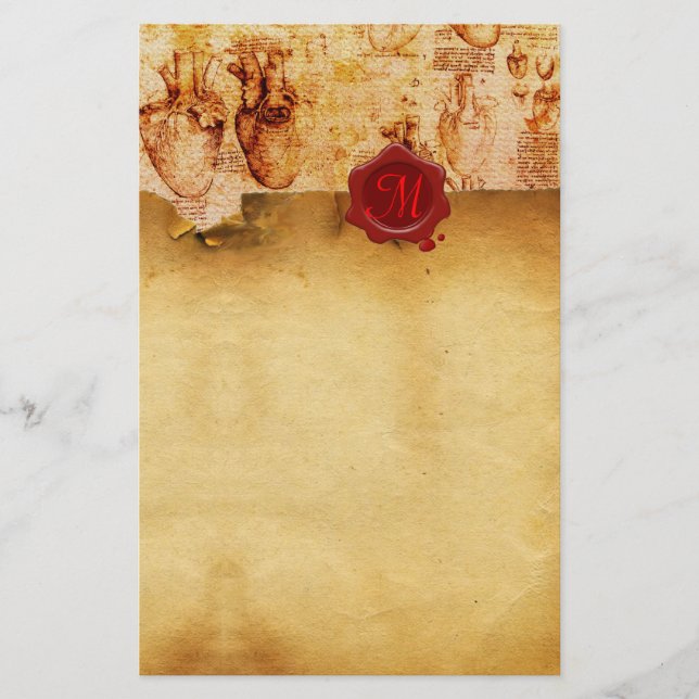 PAPELERÍA CORAZÓN Y SUS VASOS SANGUÍNEOS PARCHMENT DE SELLO  (Anverso)