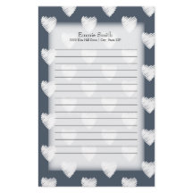 Corazones blancos personalizados sobre azul marino