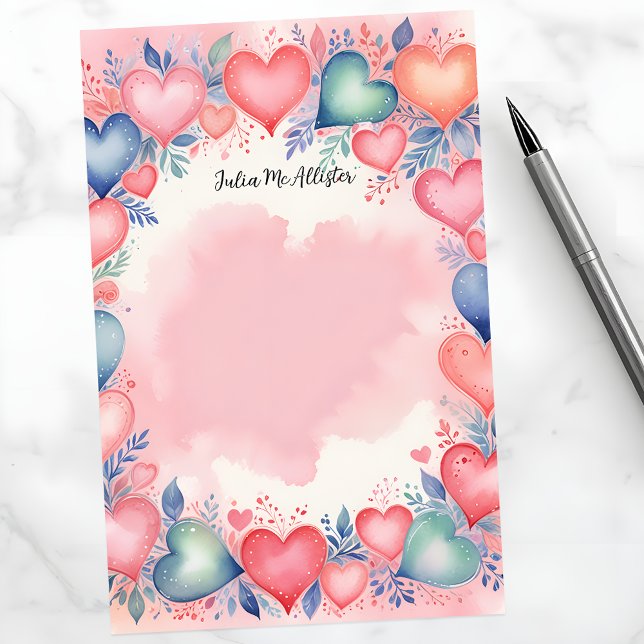 Papelería Corazones de acuarela artística de ensueño románti (Subido por el creador)