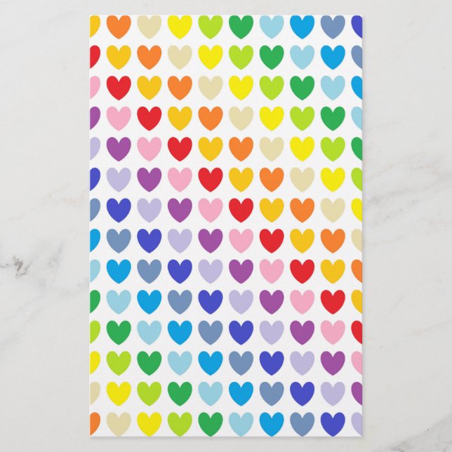 Papelería Corazones de arco iris más amplios (Anverso)