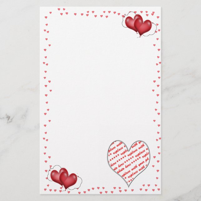 Papelería Corazones de globo con fotograma (Anverso)