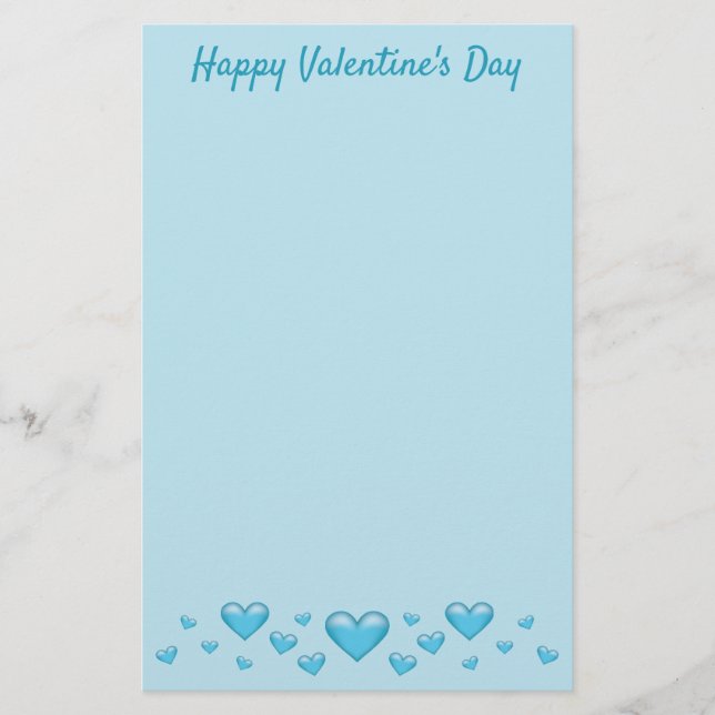 Papelería Corazones El día de San Valentín azules y texto Pe (Anverso)