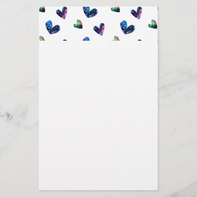 Papelería Corazones espaciales (Anverso)