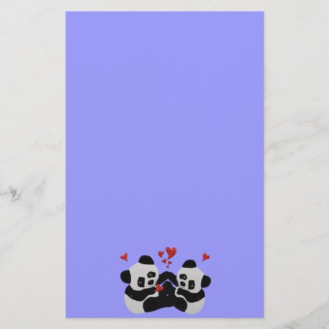 Papelería Corazones preciosos de la panda (Anverso)